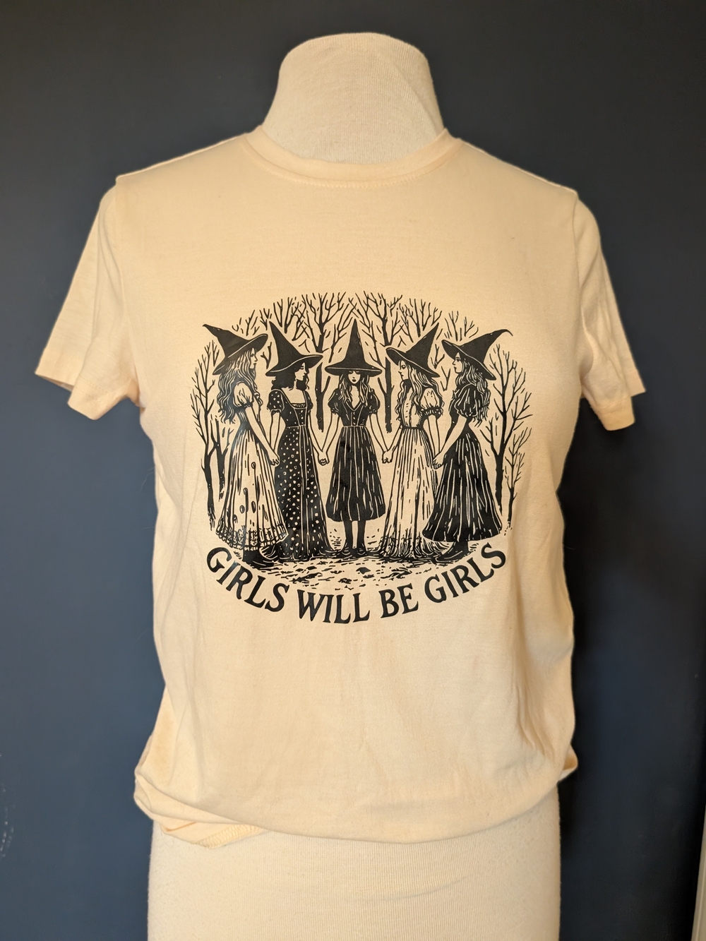 Girls Will Be Girls Witch Graphic Tee - Cream